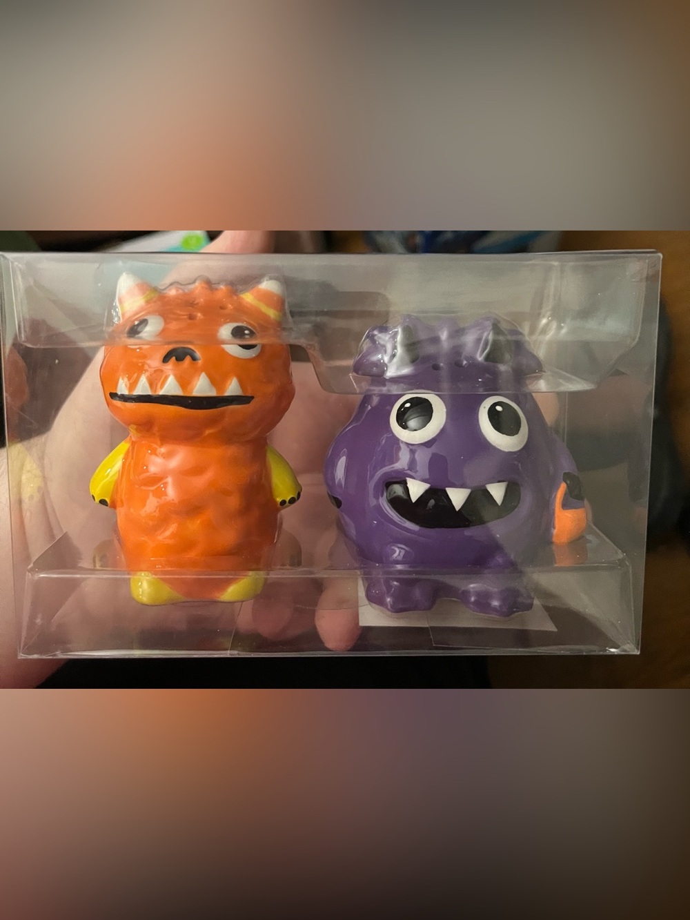 Orange & Purple Monster Salt & Pepper Shakers